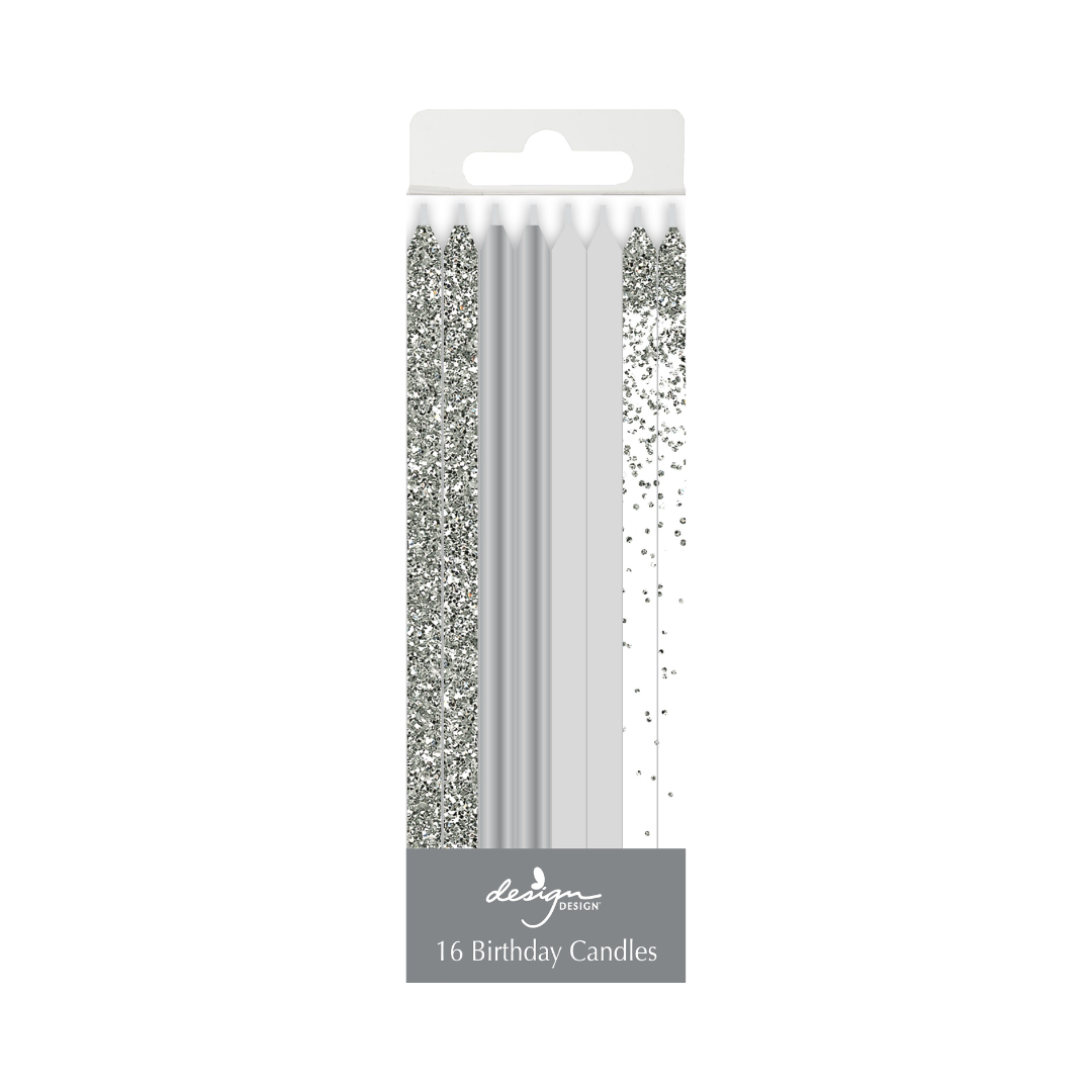 Silver Sophistcate Candle - Birthday - Stick - XLong