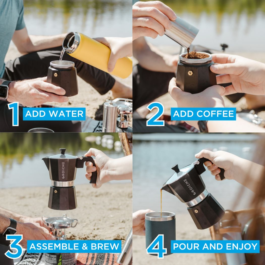 MILANO STONE Stovetop Espresso Maker, Moka Pot - 9 Cup Fossil Grey