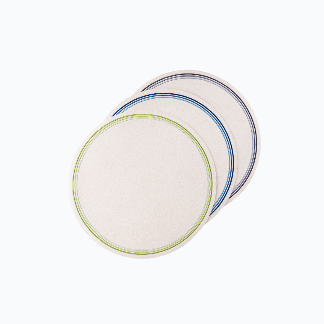 Madrid Circle Placemat with Tonal Embroidery - Green