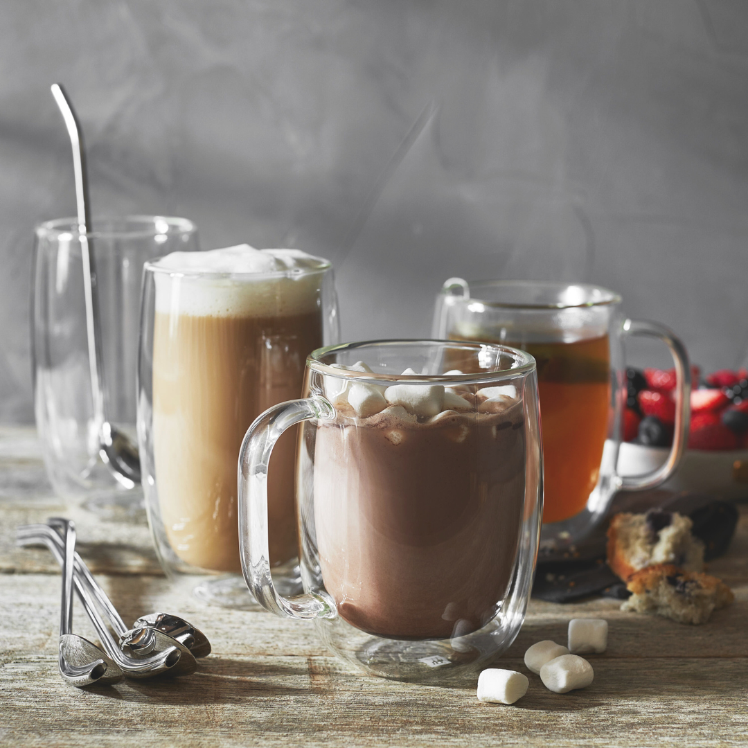 Sorrento Double-Wall Coffee and Beverage 9-pc Glassware Set