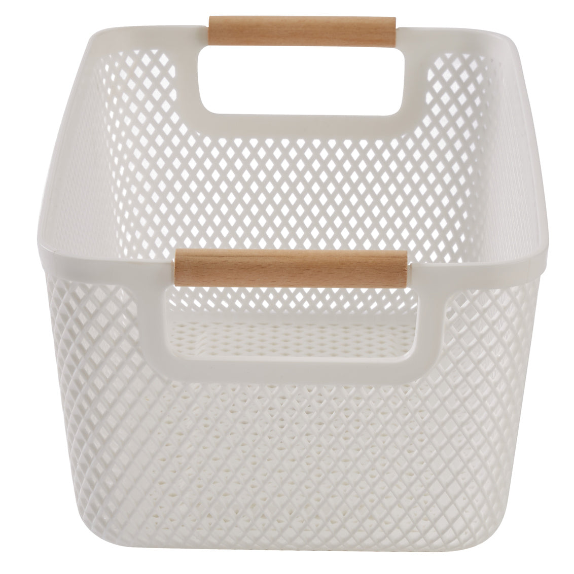N&T Malla PP Basket with Wooden Handle White Medium
