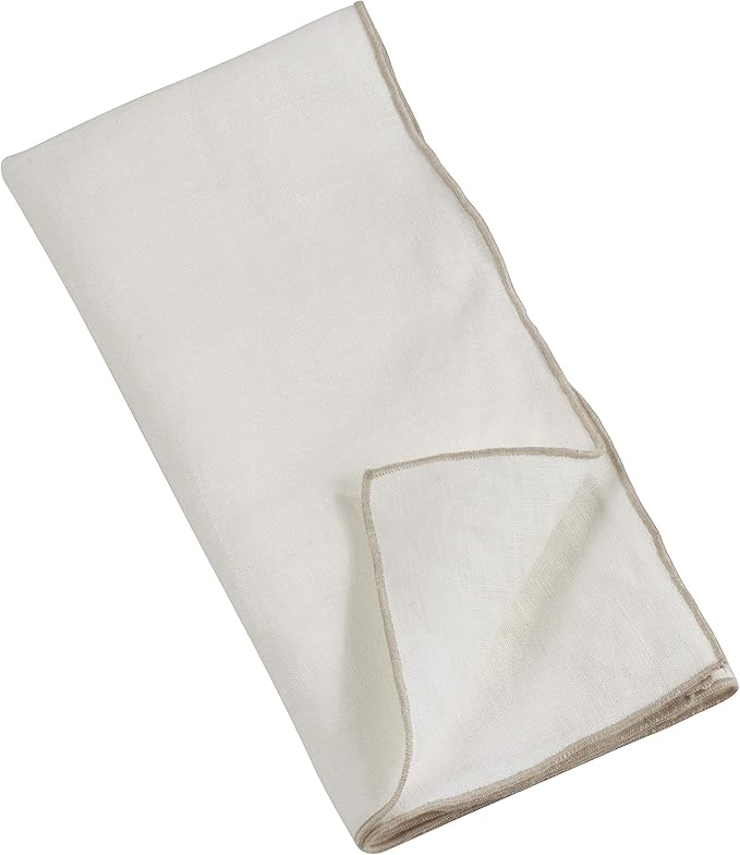 Stonewashed Stitch Border Napkin Set of 4 - Ivory