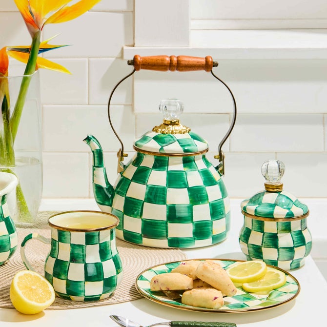 Emerald Check 2 Quart Tea Kettle