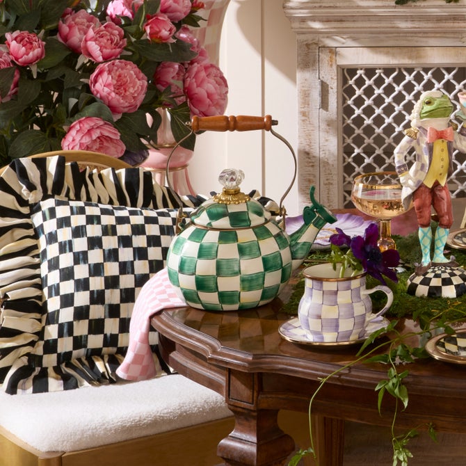 Emerald Check Whistling Tea Kettle