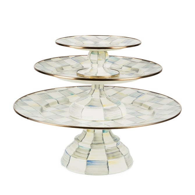 Sterling Check Mini Pedestal Platter
