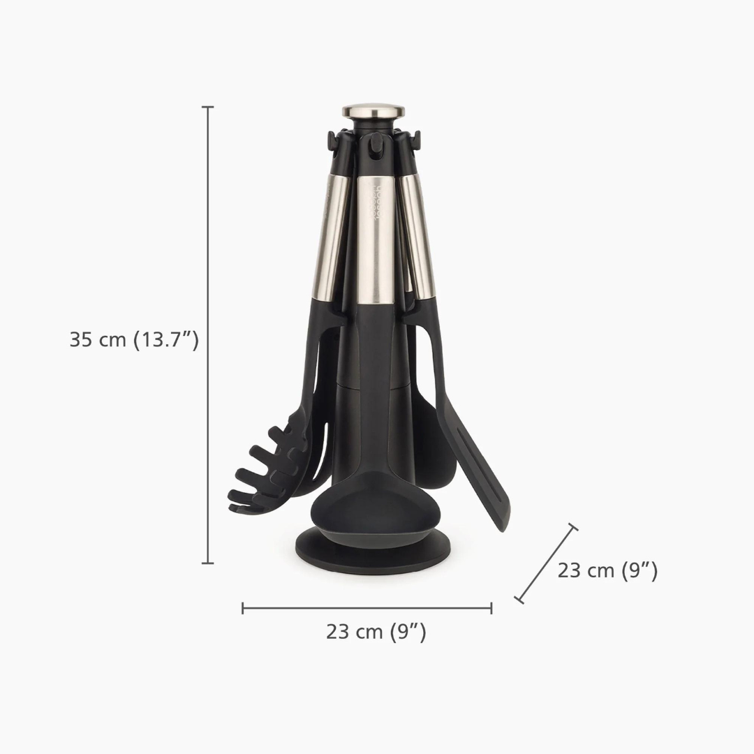 Juego de carrusel de utensilios de 5 piezas de silicona y acero inoxidable Elevate™