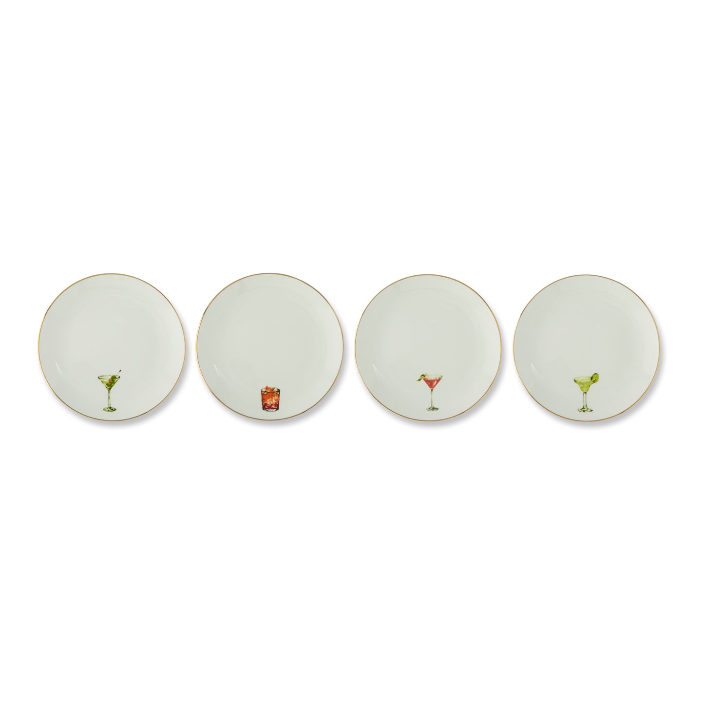 4Pk 6" Gold Rim Plates FW Cocktail