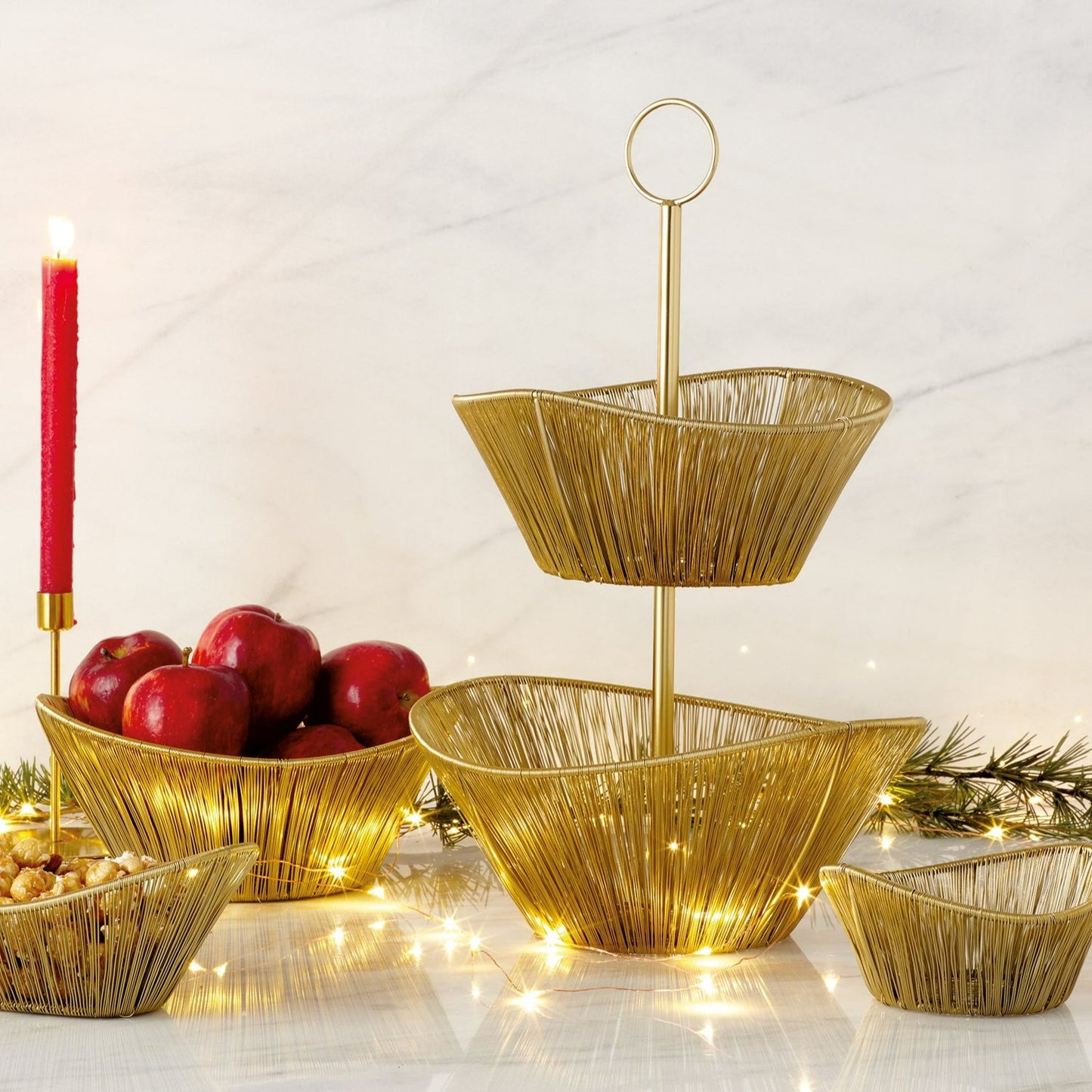 Gold Rhythm Wire 2-Tier Basket