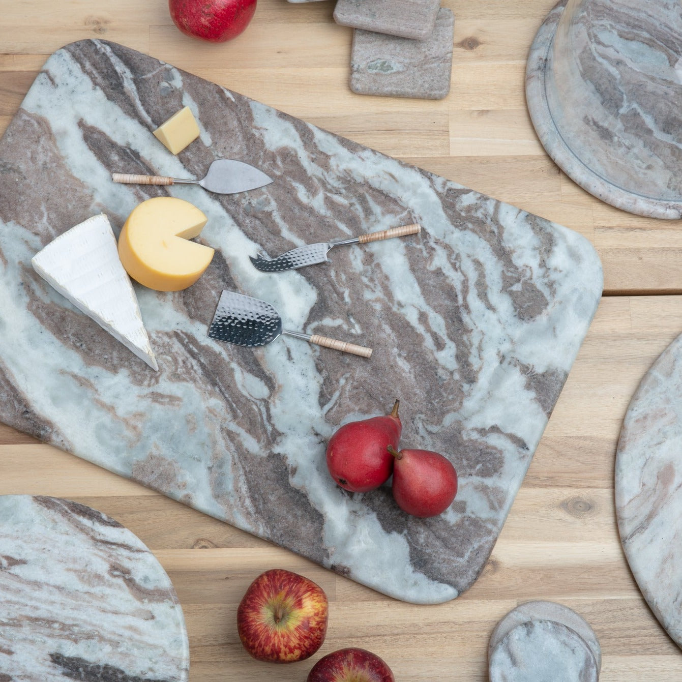 Waterfall Marble Square Coasters, Set of 4