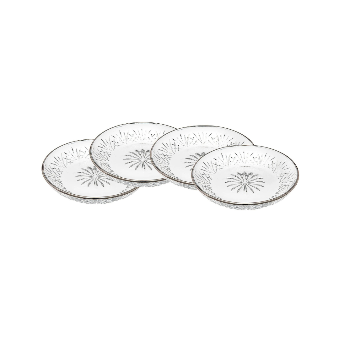 Dublin Crystal Platinum Rim Dessert Plate, Set of 4
