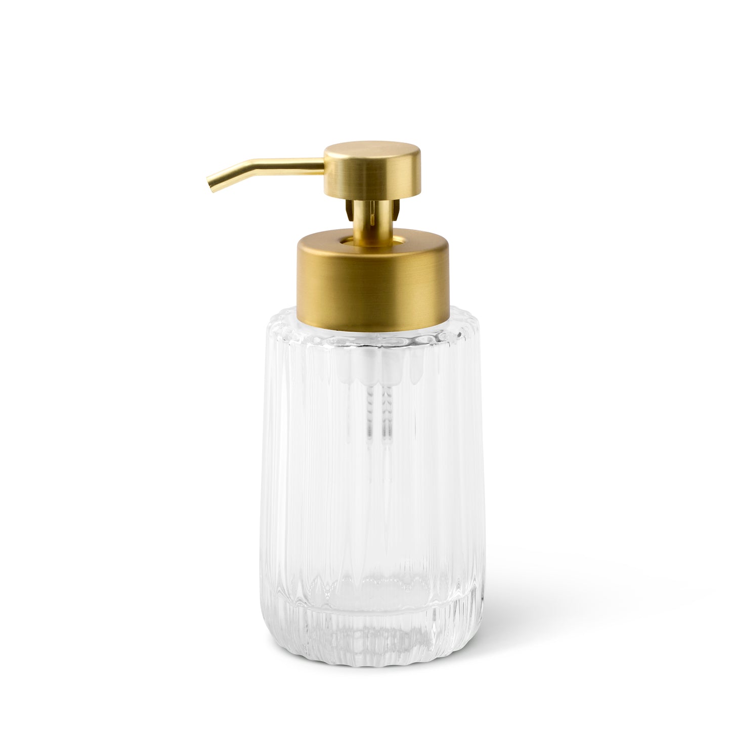 Ribbed Foaming Transparent Glass Soap Pump Gold