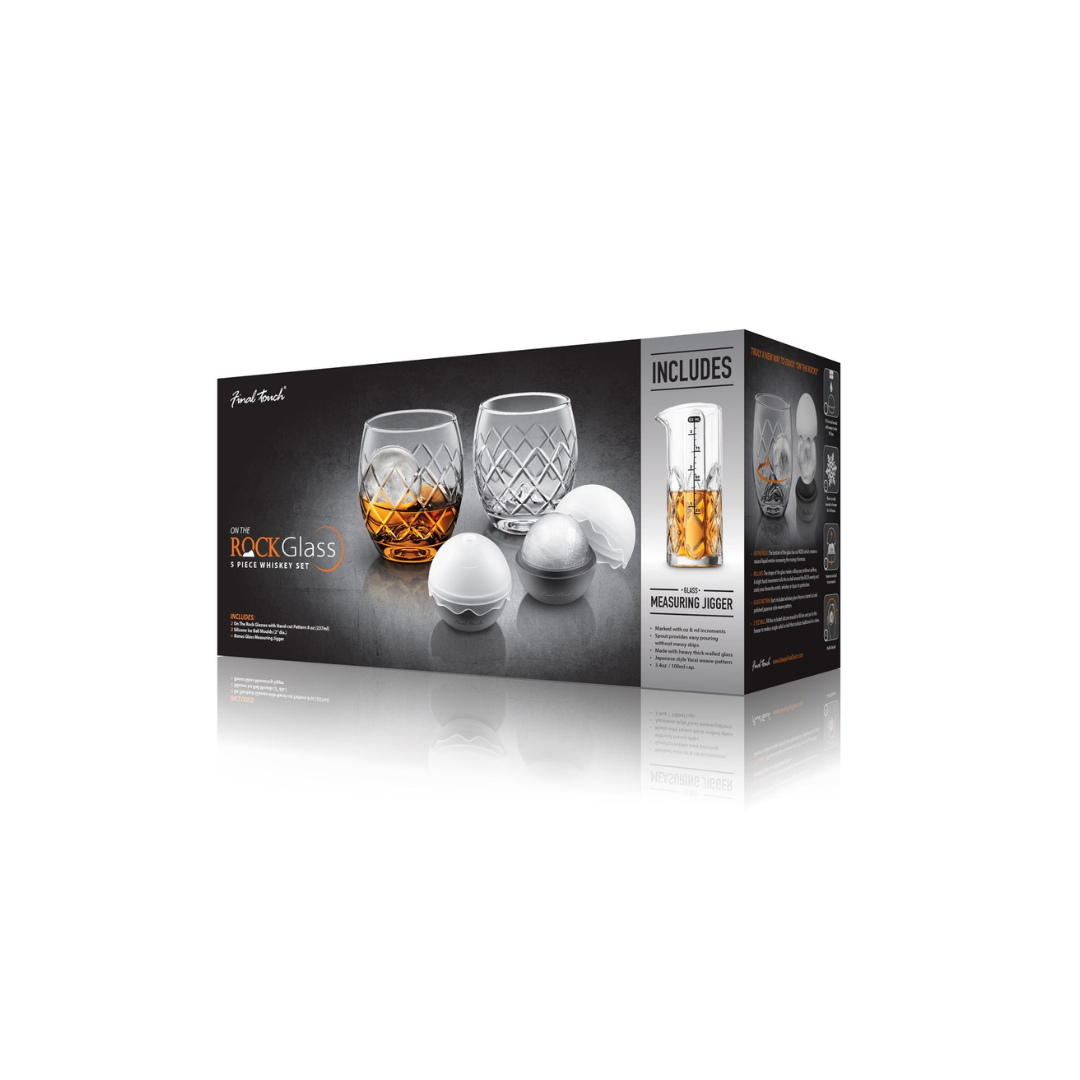 Hand-Cut On The Rock Glass 5 Piece Set