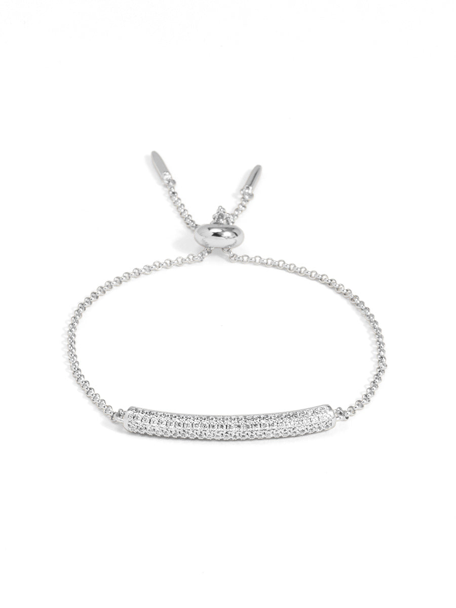 Pavé Slim Bar Slider Bracelet - Silver
