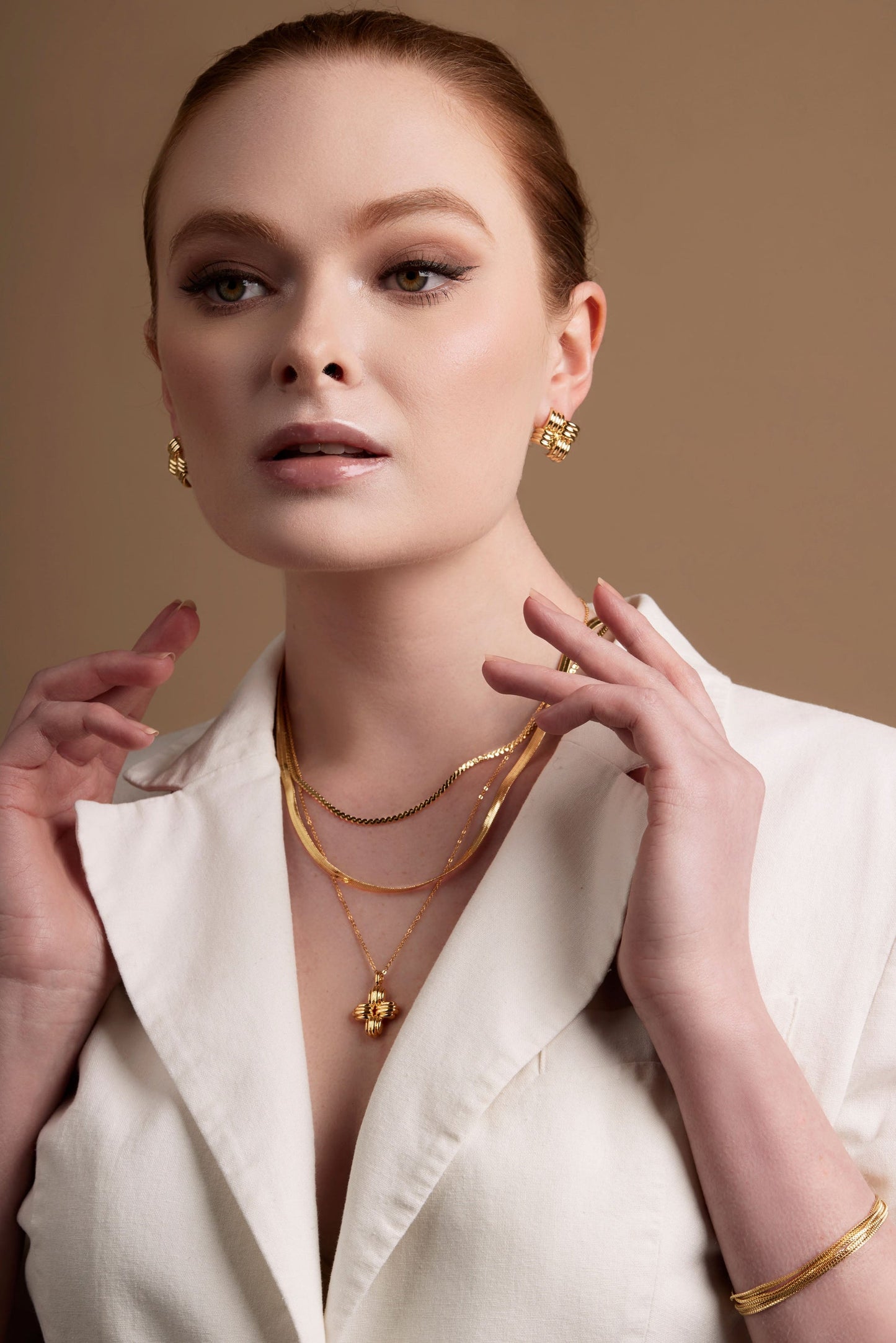 Interwoven Ridged Stud Earring - Silver