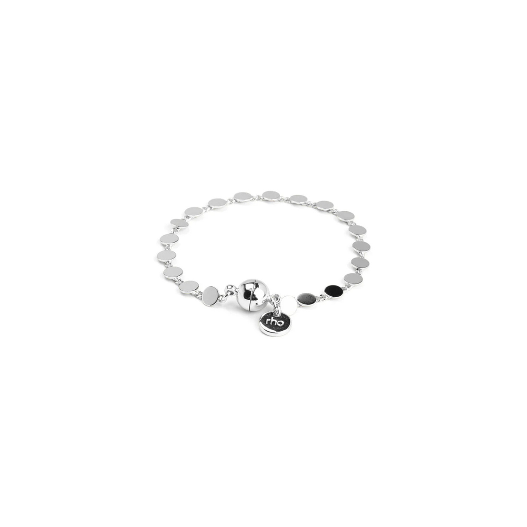 Dot Disc Chain Magnet Bracelet Silver