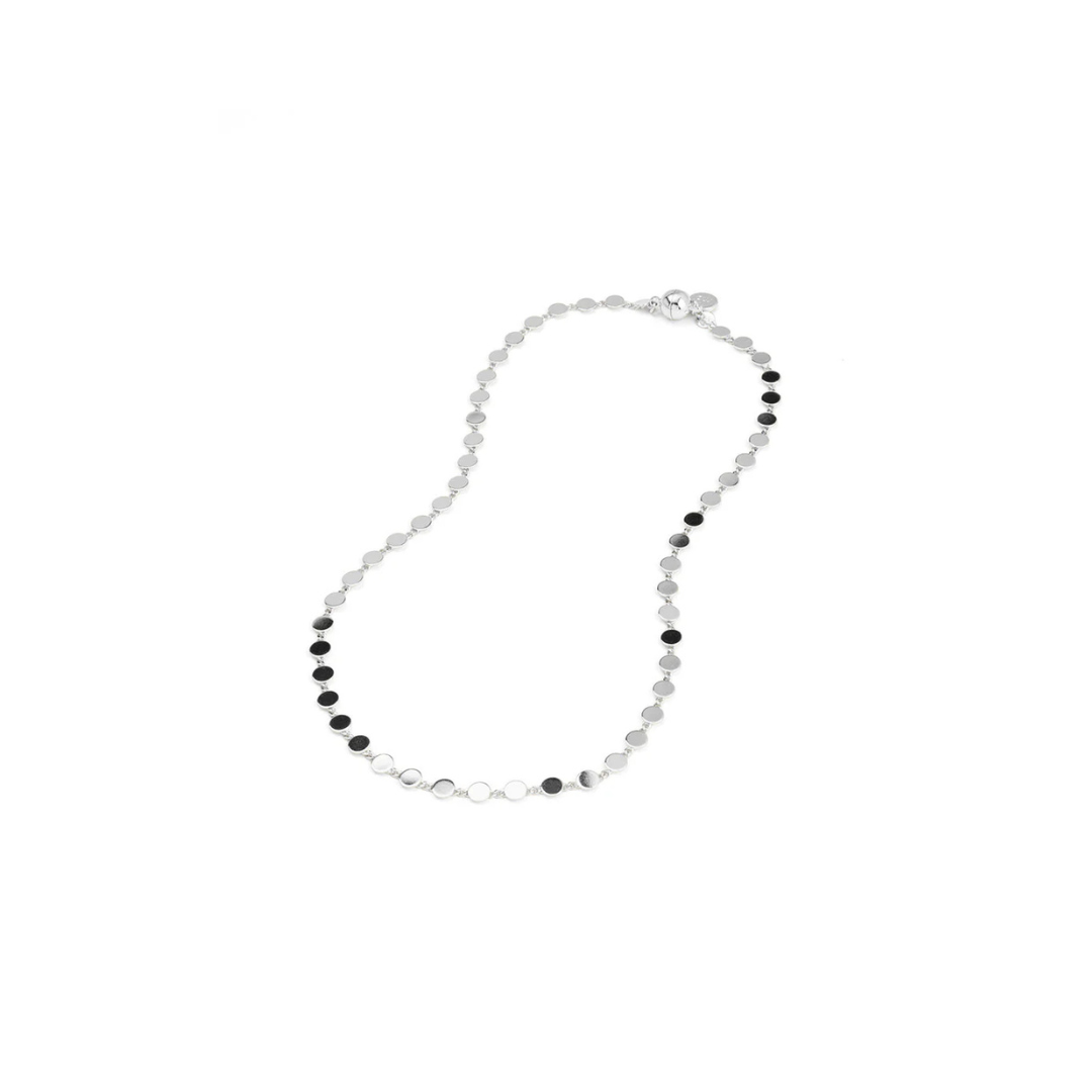 Dot Disc Chain Magnet Short Necklace Silver