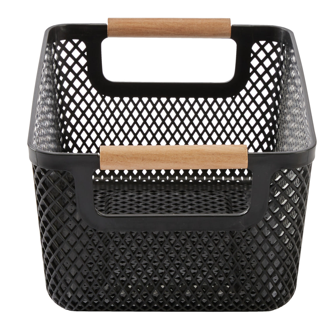 N&T Malla PP Basket with Wooden Handle Black Small