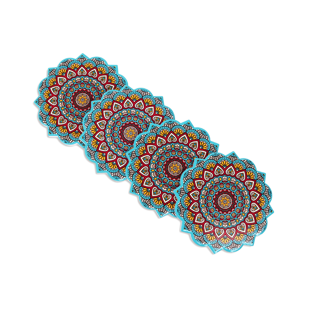 Juego de 4 posavasos con diseño de mandala - Turq