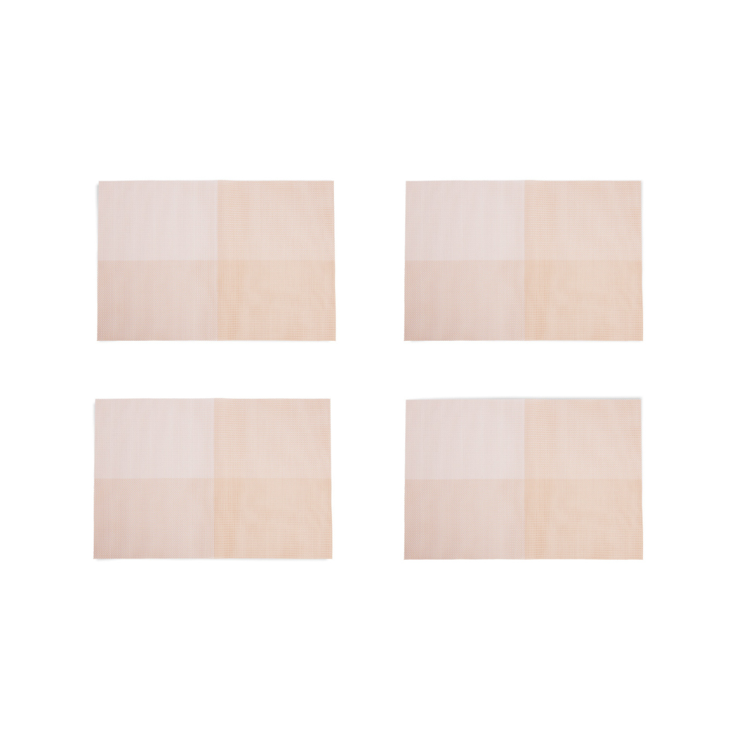 17.7" x 11.8" 6pk Checkered Textilene Placemat - Tan Multi