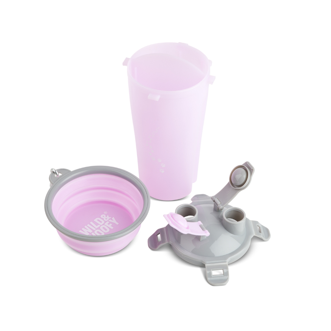 2pc Pet Travel Bottle & Bowl - Lilac
