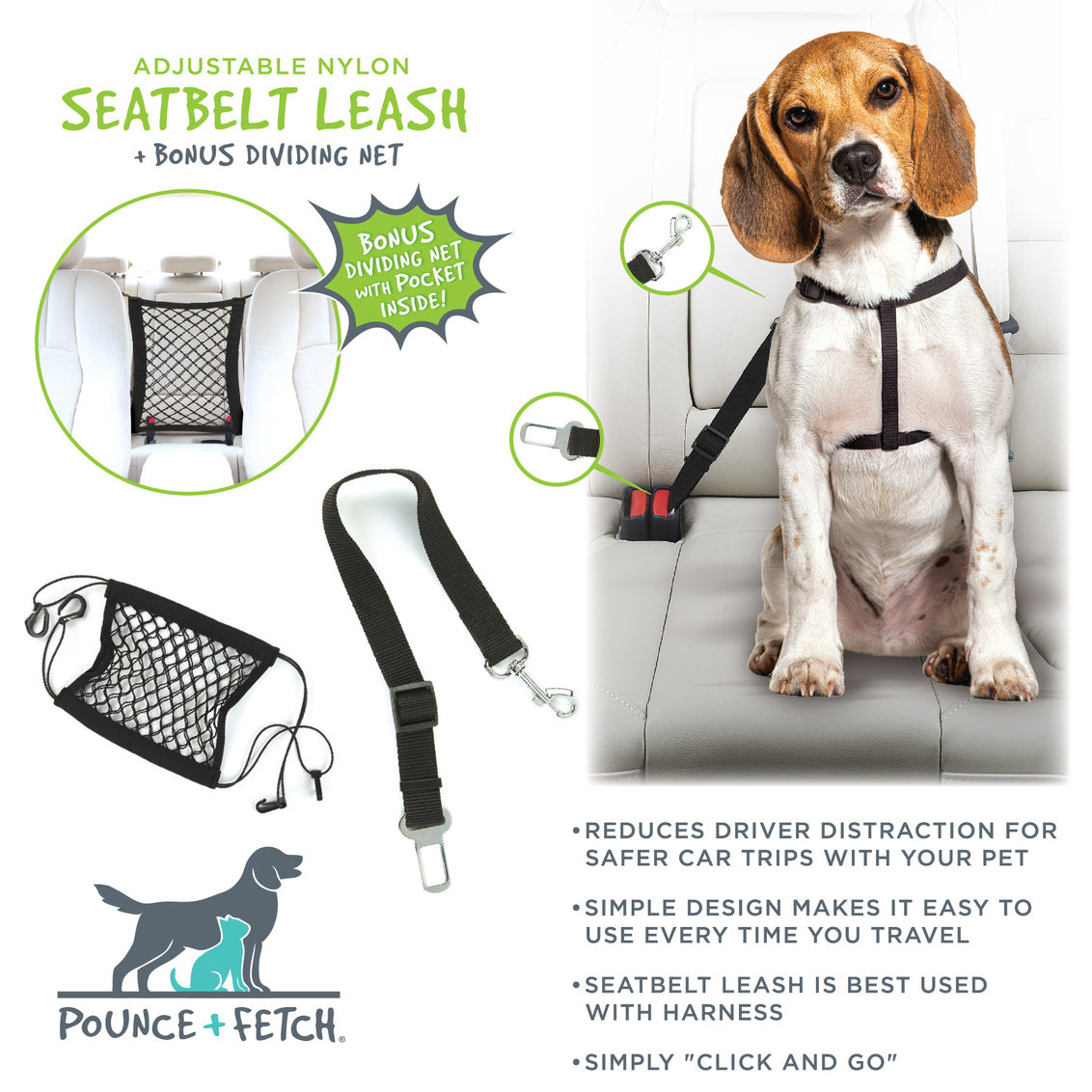 P&F DOG LEASH SEATBELT SET OF 2