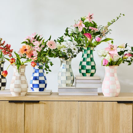 Sterling Check Tall Vase