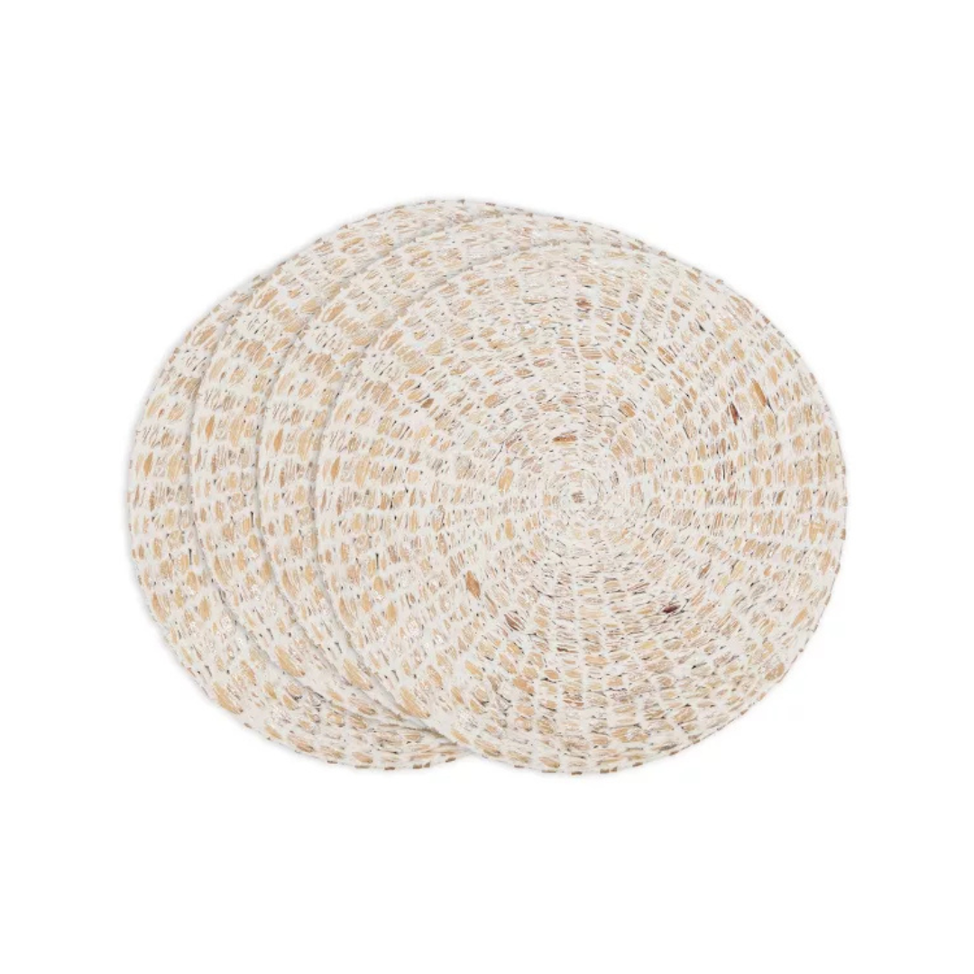 Mantel individual con estampado metalizado de jacinto de agua, color plateado, 15"