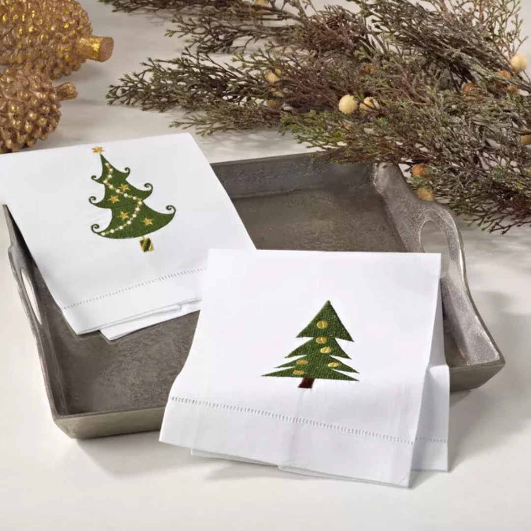 Hemstitched Holiday Towel White 14"x22"