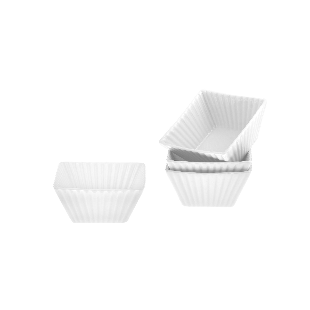 Juego de 4 moldes para ramequines de Munch con pliegues cuadrados