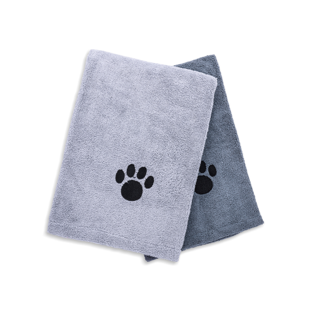 Set of 2 Solid Microfiber Pet Towels - OV/STS