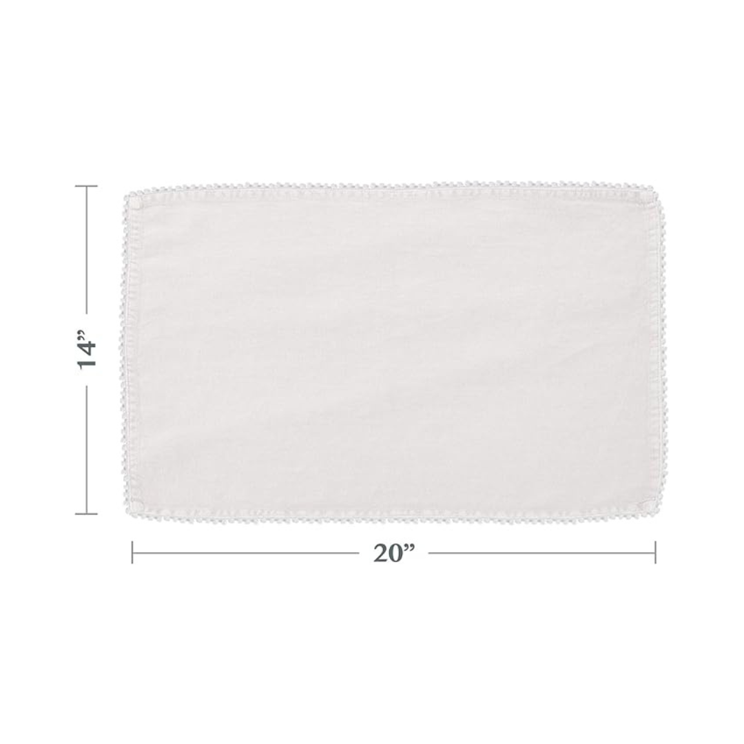 Mantel individual con diseño de pompones, color marfil, 14.0 x 20.0 in