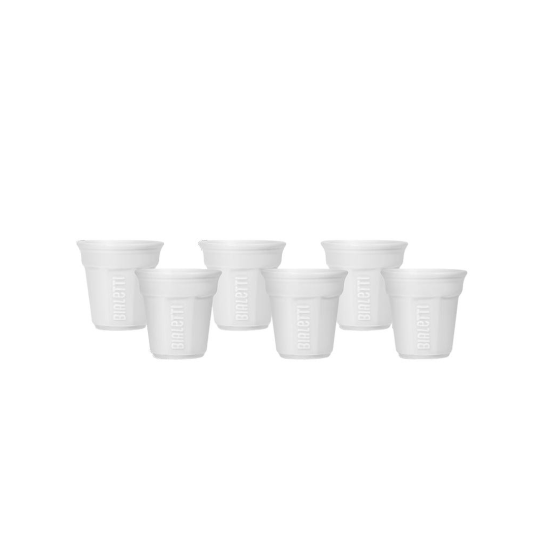 Set of 6 White Handleless Coffee Cups