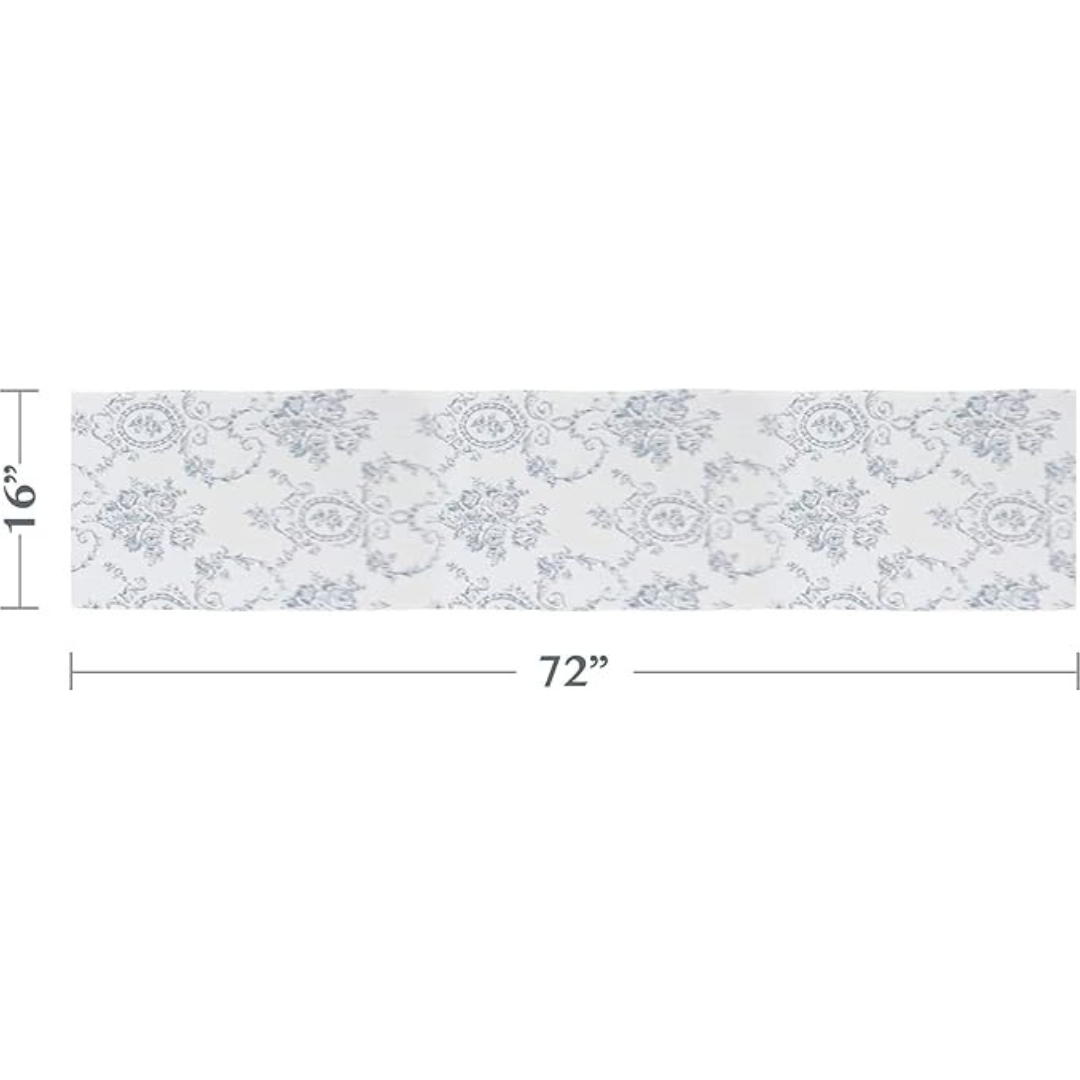 Camino de mesa con motivos florales Toile índigo, 40,6 x 182,8 cm