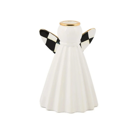 Courtly Noel Short Ceramic Angel Candle Holder