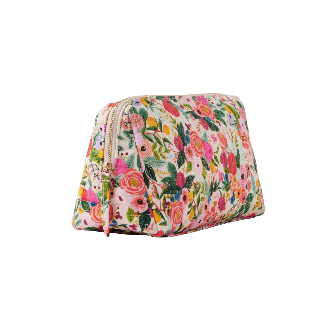 Garden Party Quilted Large Cosmetic Pouch