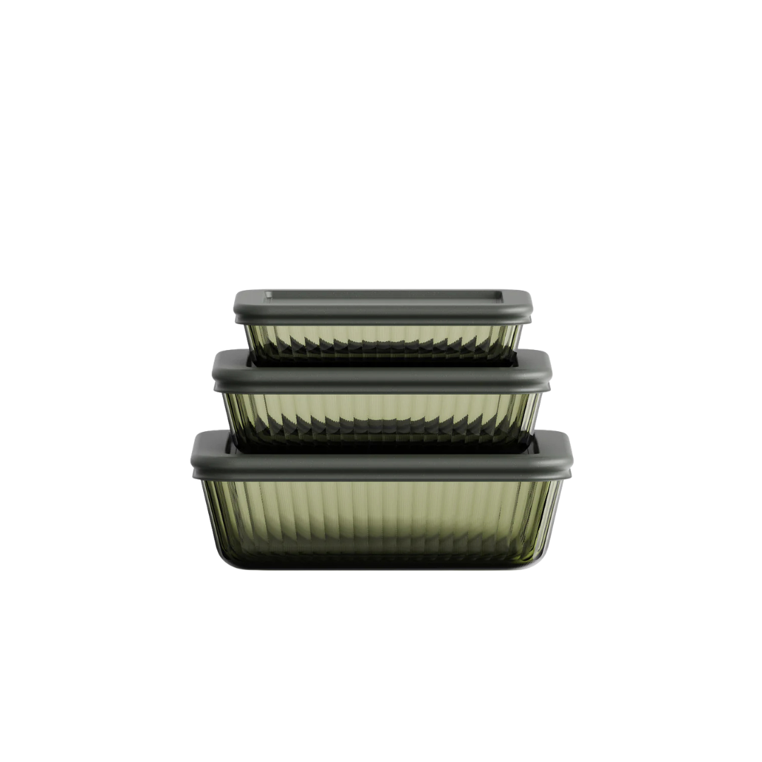 Tinted Rectangular Container Set of 3