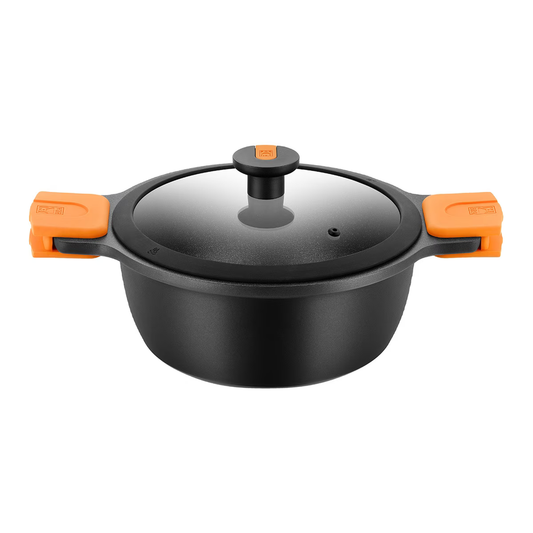 Efficient Pro Cast Aluminum Nonstick Stock Pot with Glass Lid 20 cm 3.0 L