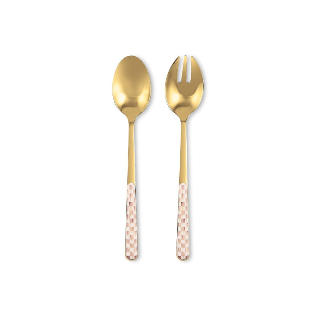 Mocha Check Bistro Salad Serving Set