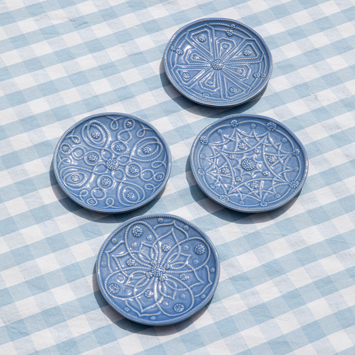 Jardins du Monde Side/Cocktail Plate Assorted Set/4 - Chambray