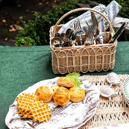 Provence Rattan Silverware Caddy - Whitewash