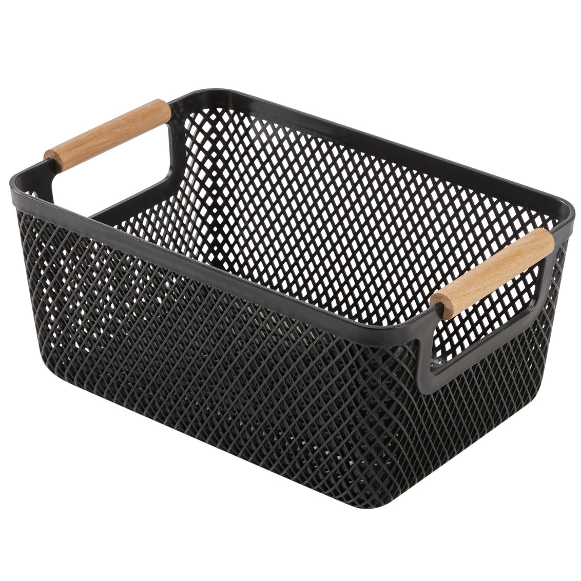 N&T Malla PP Basket with Wooden Handle Black Small