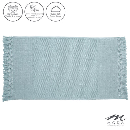 Carlaw Bath Mat Tasseled 100% Cotton Light Blue 21"X 34"