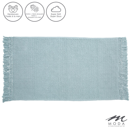 Carlaw Bath Mat Tasseled 100% Cotton Light Blue 21"X 34"