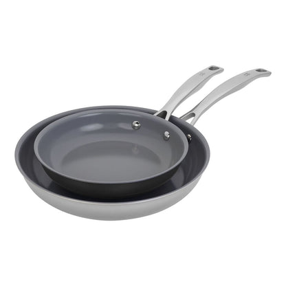 CLAD Stainless Steel, Ceramic Nonstick Frying Pan Set of 2