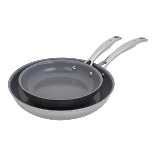 CLAD Stainless Steel, Ceramic Nonstick Frying Pan Set of 2