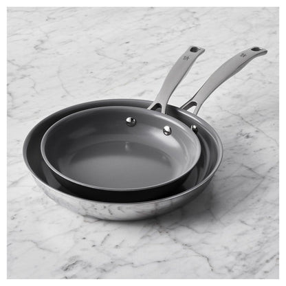 CLAD Stainless Steel, Ceramic Nonstick Frying Pan Set of 2