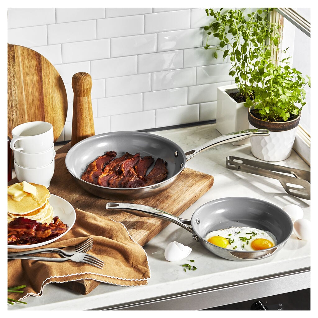 CLAD Stainless Steel, Ceramic Nonstick Frying Pan Set of 2