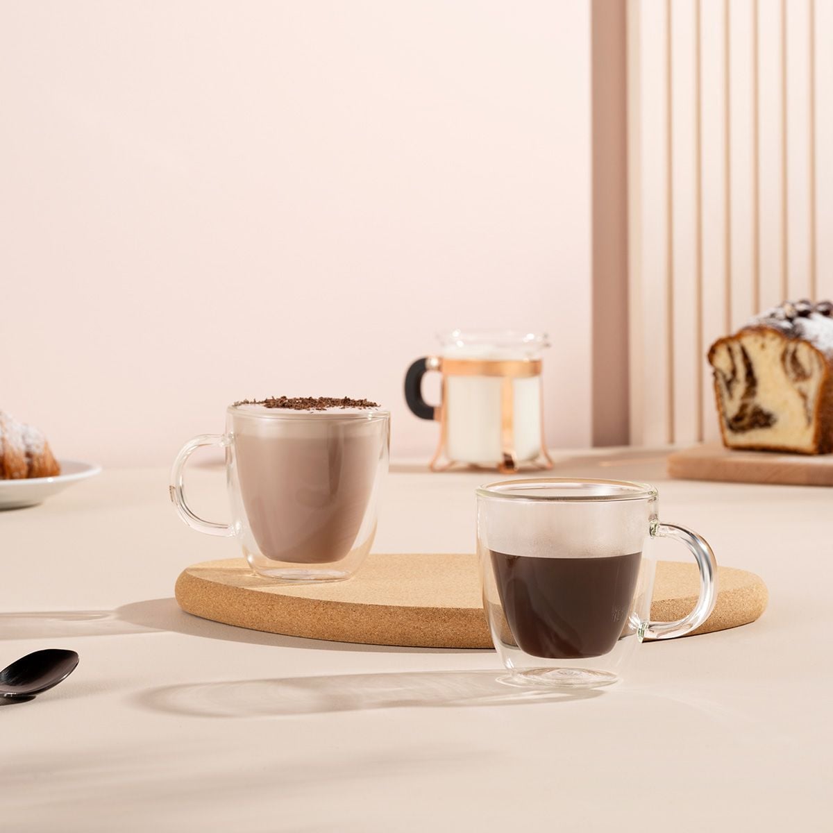 Set of 2 5 oz Bistro Double Wall Espresso Mugs