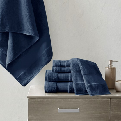 Turkish Cotton 6 Piece Bath Towel Set - Navy