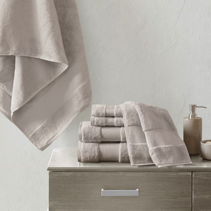 Turkish Cotton 6 Piece Bath Towel Set - Taupe